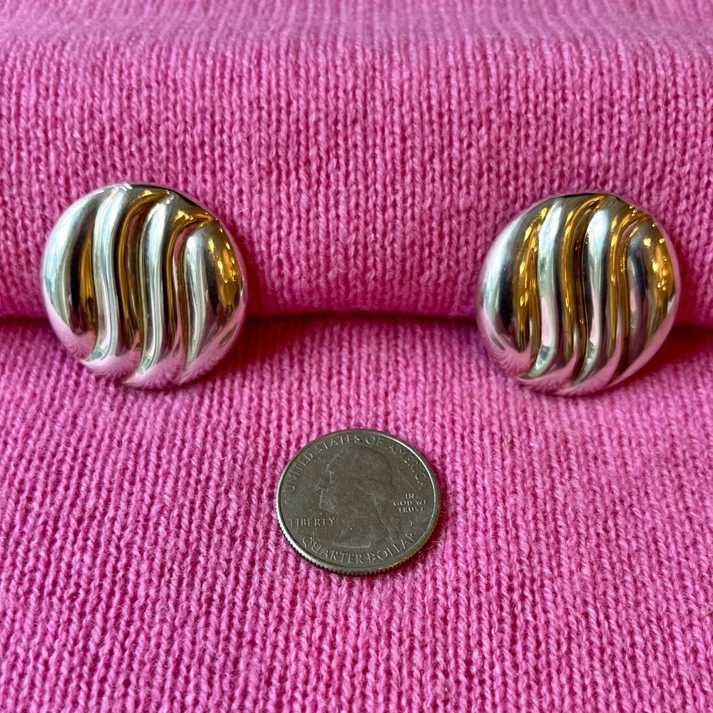 Fortunoff 925 Sterling Silver  Disc  Earrings - Picture 11 of 16